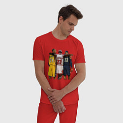 Пижама хлопковая мужская Bryant, Jordan, James, цвет: красный — фото 2