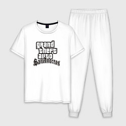 Пижама хлопковая мужская GTA SanAndreas, цвет: белый