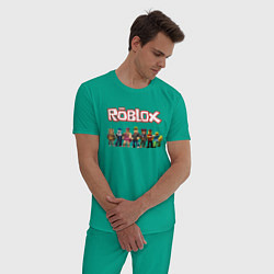 Пижама хлопковая мужская ROBLOX, цвет: зеленый — фото 2