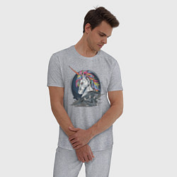 Пижама хлопковая мужская Единорог Rock, цвет: меланж — фото 2