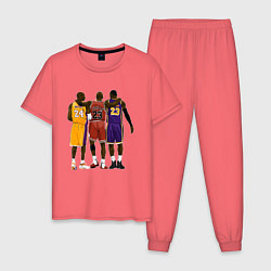 Пижама хлопковая мужская Kobe, Michael, LeBron, цвет: коралловый