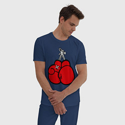 Пижама хлопковая мужская Боксерские перчатки, цвет: тёмно-синий — фото 2