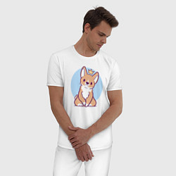 Пижама хлопковая мужская КОРГИ, цвет: белый — фото 2