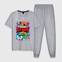 Пижама хлопковая мужская BRAWL STARS, цвет: меланж