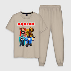 Пижама хлопковая мужская ROBLOX, цвет: миндальный