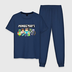 Пижама хлопковая мужская MINECRAFT, цвет: тёмно-синий