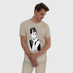 Пижама хлопковая мужская Одри Хепбернхлопок, цвет: миндальный — фото 2