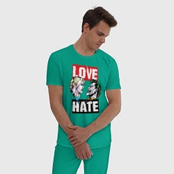 Пижама хлопковая мужская Love Hate, цвет: зеленый — фото 2