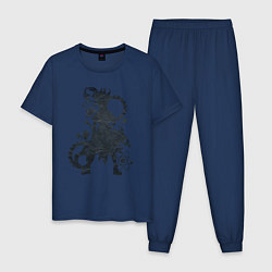 Пижама хлопковая мужская Доктор Стоун, цвет: тёмно-синий