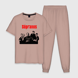 Пижама хлопковая мужская Сопрано постер, цвет: пыльно-розовый