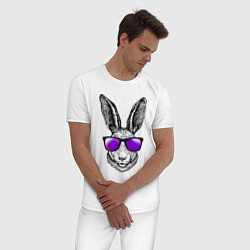 Пижама хлопковая мужская Клевый заяц, цвет: белый — фото 2