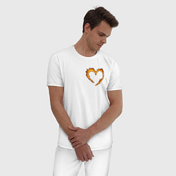Пижама хлопковая мужская Горящее сердце, цвет: белый — фото 2