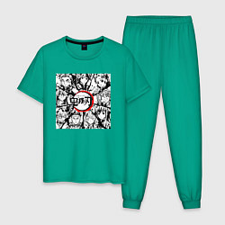 Пижама хлопковая мужская KIMETSU NO YAIBA, цвет: зеленый