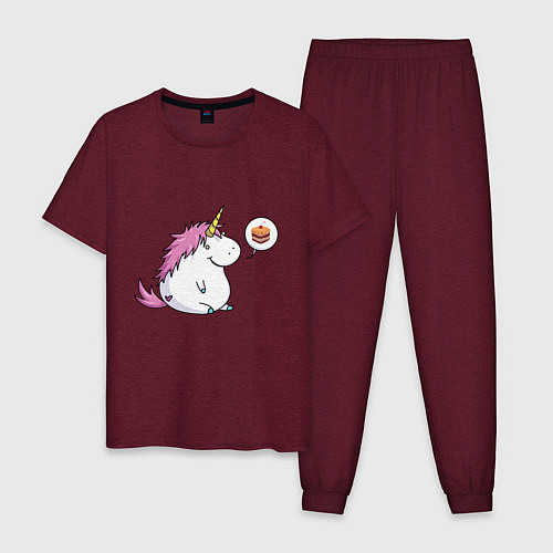 Мужская пижама Пухленький единорог / Меланж-бордовый – фото 1