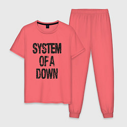 Пижама хлопковая мужская System of a down, цвет: коралловый