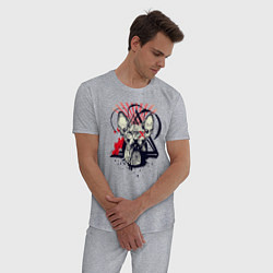 Пижама хлопковая мужская Грозовой, кошак сфинкс, цвет: меланж — фото 2