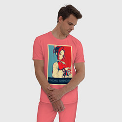 Пижама хлопковая мужская Кочо Шинобу, цвет: коралловый — фото 2
