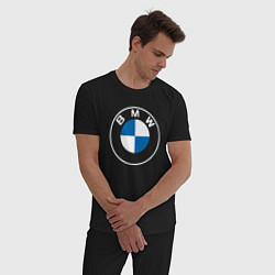 Пижама хлопковая мужская BMW LOGO 2020, цвет: черный — фото 2