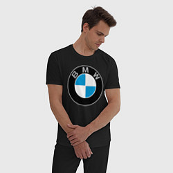Пижама хлопковая мужская BMW, цвет: черный — фото 2