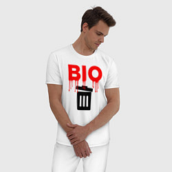 Пижама хлопковая мужская BIO, цвет: белый — фото 2