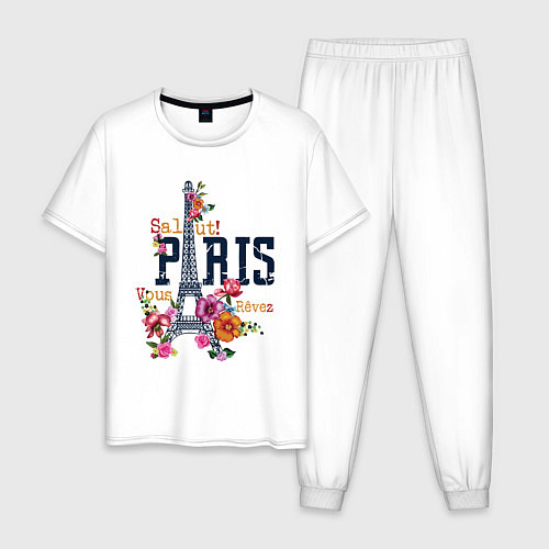 Мужская пижама Париж / Белый – фото 1