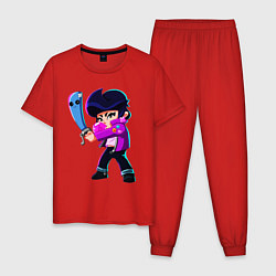 Пижама хлопковая мужская BRAWL STARS BIBI, цвет: красный