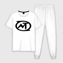 Пижама хлопковая мужская Мумий Тролль Лого, цвет: белый