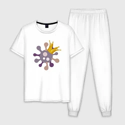 Пижама хлопковая мужская Коронавирус, цвет: белый