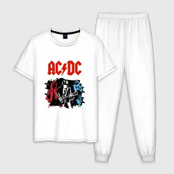 Пижама хлопковая мужская ACDC, цвет: белый