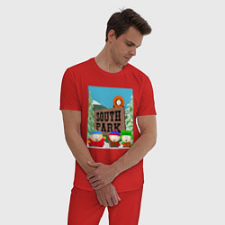 Пижама хлопковая мужская ЮЖНЫЙ ПАРК, цвет: красный — фото 2