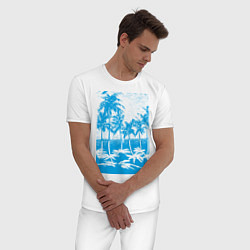 Пижама хлопковая мужская Отдых в летом, цвет: белый — фото 2