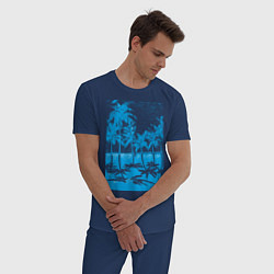 Пижама хлопковая мужская Отдых в летом, цвет: тёмно-синий — фото 2