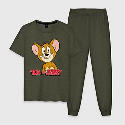 Пижама хлопковая мужская Tom & Jerry, цвет: меланж-хаки