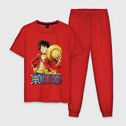 Пижама хлопковая мужская One Piece, цвет: красный