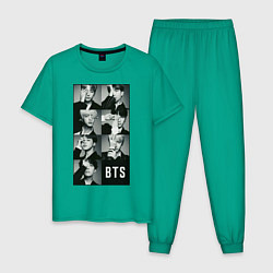 Пижама хлопковая мужская BTS, цвет: зеленый