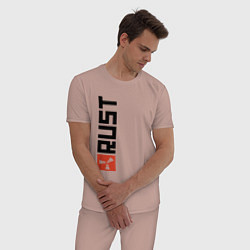 Пижама хлопковая мужская RUST, цвет: пыльно-розовый — фото 2