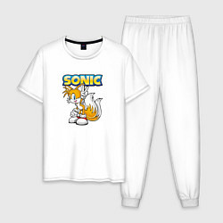 Пижама хлопковая мужская Sonic, цвет: белый