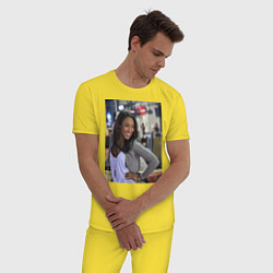 Пижама хлопковая мужская Iris West, цвет: желтый — фото 2