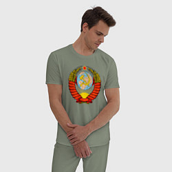 Пижама хлопковая мужская СССР, цвет: авокадо — фото 2