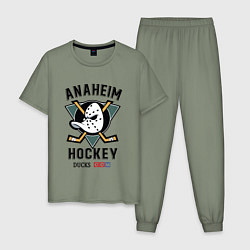 Пижама хлопковая мужская ANAHEIM DUCKS, цвет: авокадо