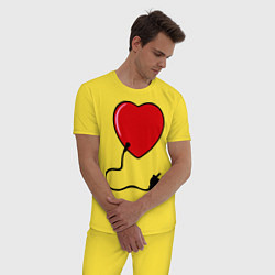 Пижама хлопковая мужская Сердце вилка и розетка муж, цвет: желтый — фото 2