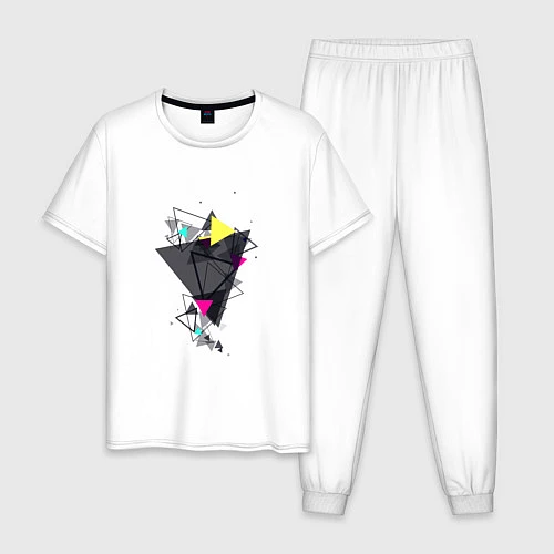 Мужская пижама Геометрия треугольники / Белый – фото 1