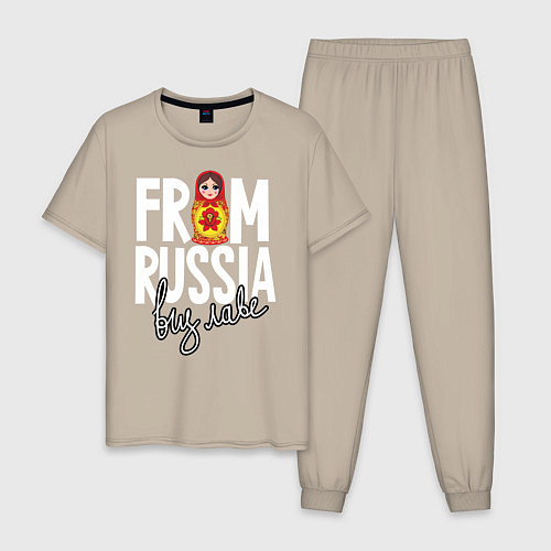 Мужская пижама Из России с любовью / Миндальный – фото 1
