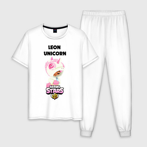 Мужская пижама BRAWL STARS LEON UNICORN / Белый – фото 1