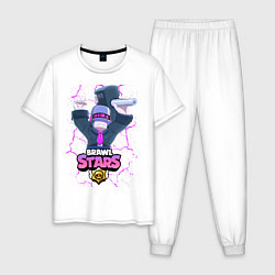 Пижама хлопковая мужская BRAWL STARS DJ FRANK, цвет: белый