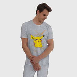 Пижама хлопковая мужская Pikachu, цвет: меланж — фото 2
