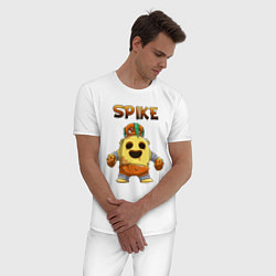 Пижама хлопковая мужская Brawl Stars Robot Spike, цвет: белый — фото 2