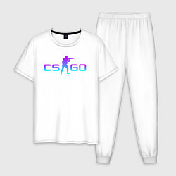 Пижама хлопковая мужская CS GO NEON, цвет: белый