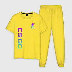 Пижама хлопковая мужская CS GO NEON, цвет: желтый