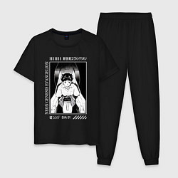 Пижама хлопковая мужская Синдзи Икари, Евангелион, цвет: черный